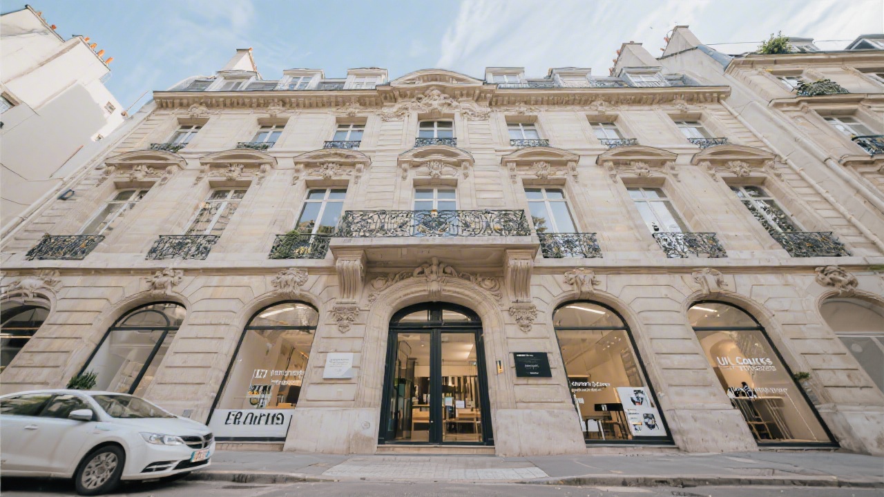 Exterior shot of a Haussmann building in Paris’ third arrondissement where UI Cours France hosts collaborative workshops for interface design clients.